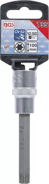 BGS Bit-Einsatz T55 T-Profil (für Torx) Länge 100 mm Antrieb Innenvierkant 12,5 mm (1/2") 4475